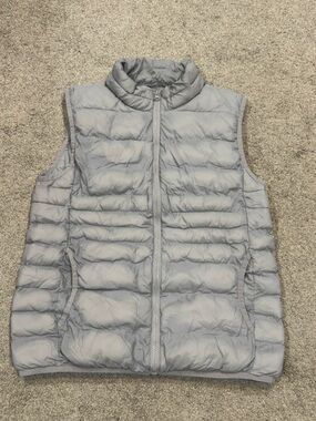 Puffa Vest Kids Size 12 Gray Vintage Blend Puffer Quilted Two Tone Panel England